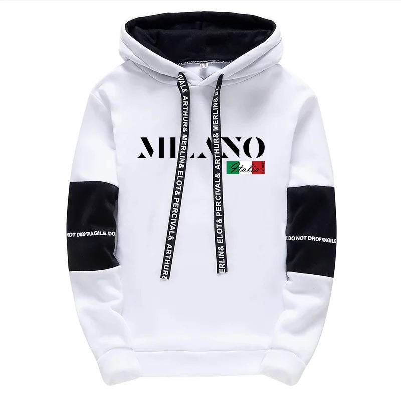 Erkekler İçin İtalyan Modası Sonbahar Günlük Spor Eşofman Takımı Şehir Trendi Kapüşonlu Sweatshirt 2 Parça Set Erkek Ev Dışı Spor Kıyafetleri